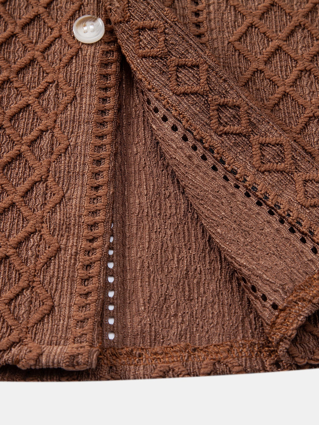 Set – geometrická jacquard košile a lněné kalhoty