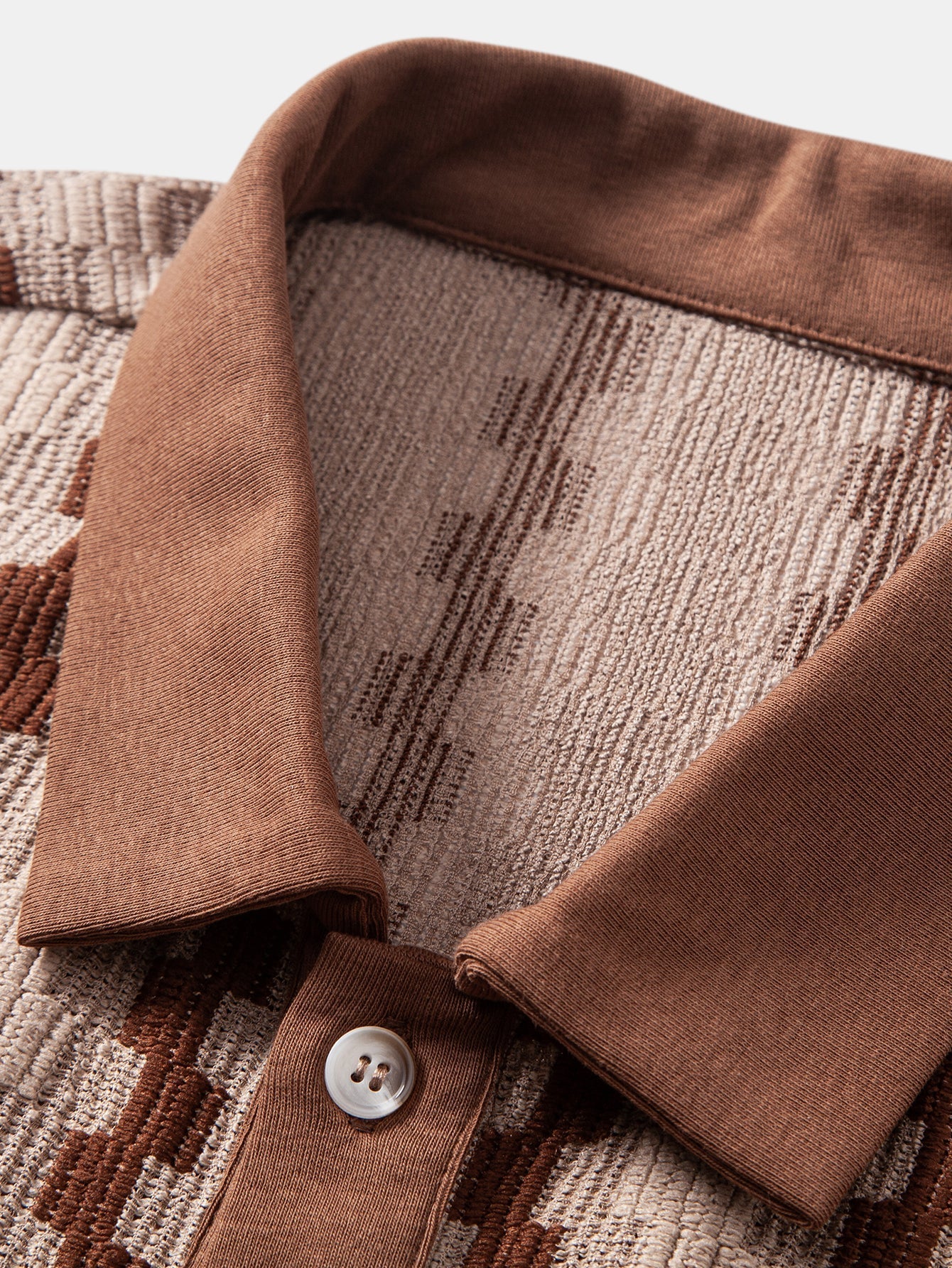 Set – kostkovaná jacquard košile a rovné lněné kalhoty