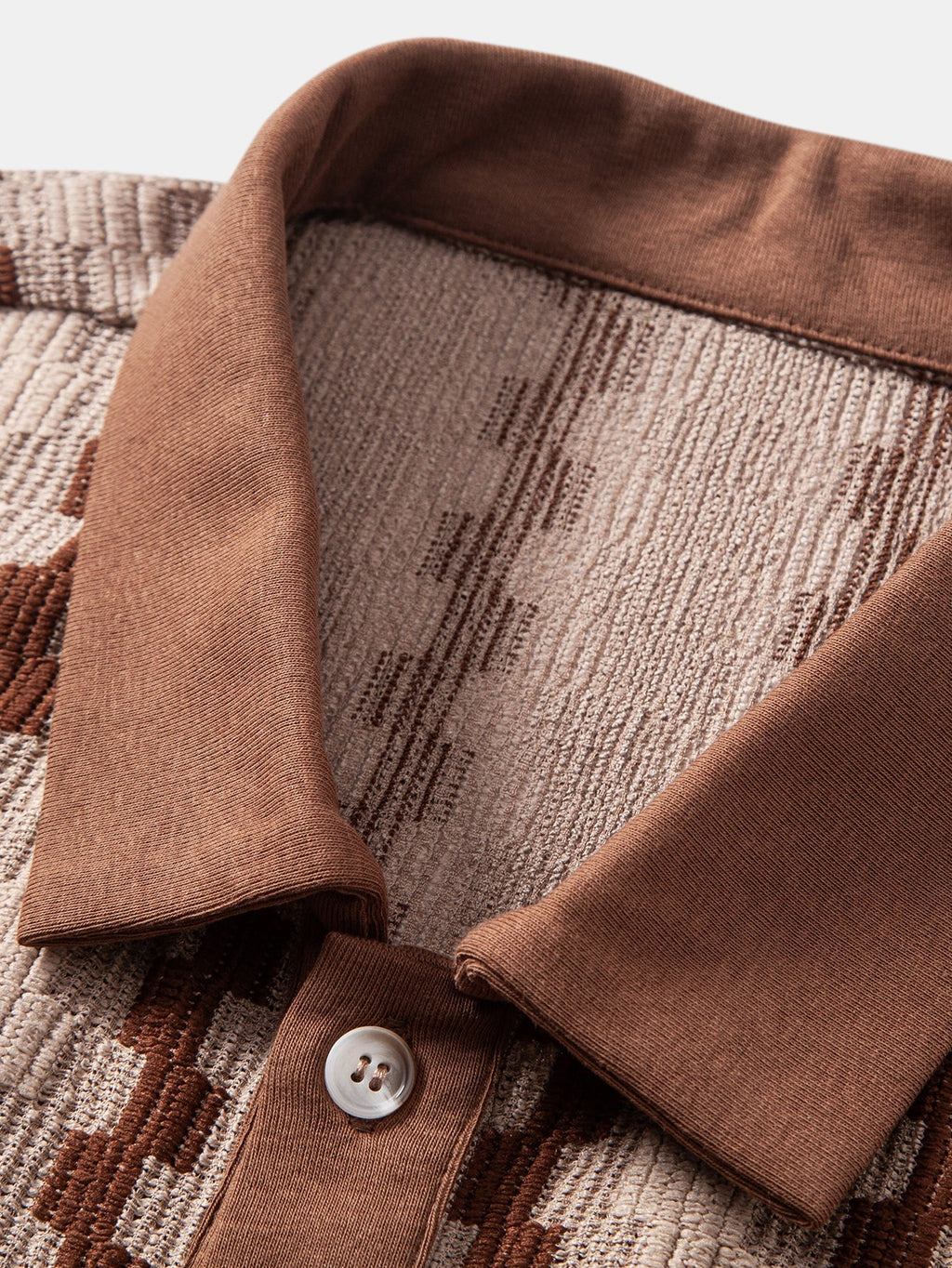Set – kostkovaná jacquard košile a rovné zmačkané kalhoty