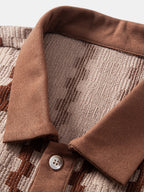 Set – kostkovaná jacquard košile a rovné zmačkané kalhoty