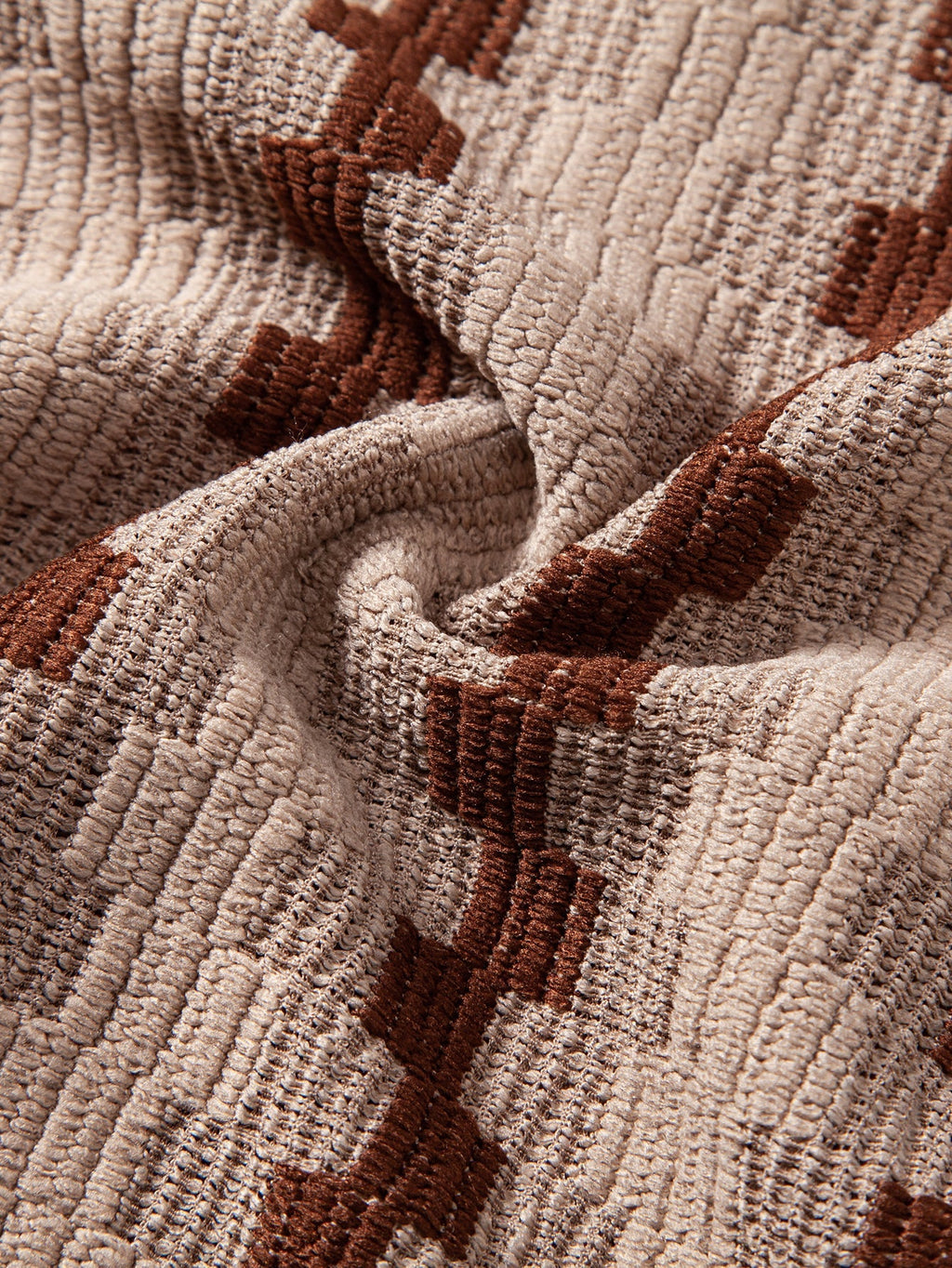 Set – kostkovaná jacquard košile a rovné lněné kalhoty