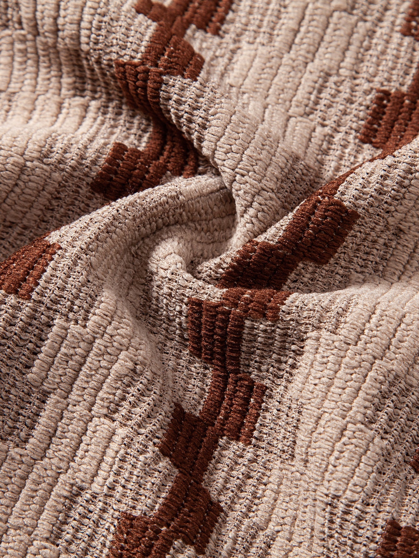 Set – kostkovaná jacquard košile a rovné lněné kalhoty