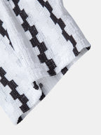 Set – kostkovaná jacquard košile a rovné lněné kalhoty