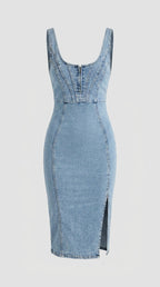 Džínové šaty s kulatým výstřihem – casual chic