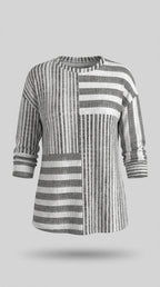 Patchwork pruhovaná halenka pro ženy – casual styl