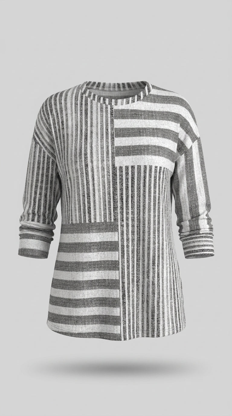 Patchwork pruhovaná halenka pro ženy – casual styl