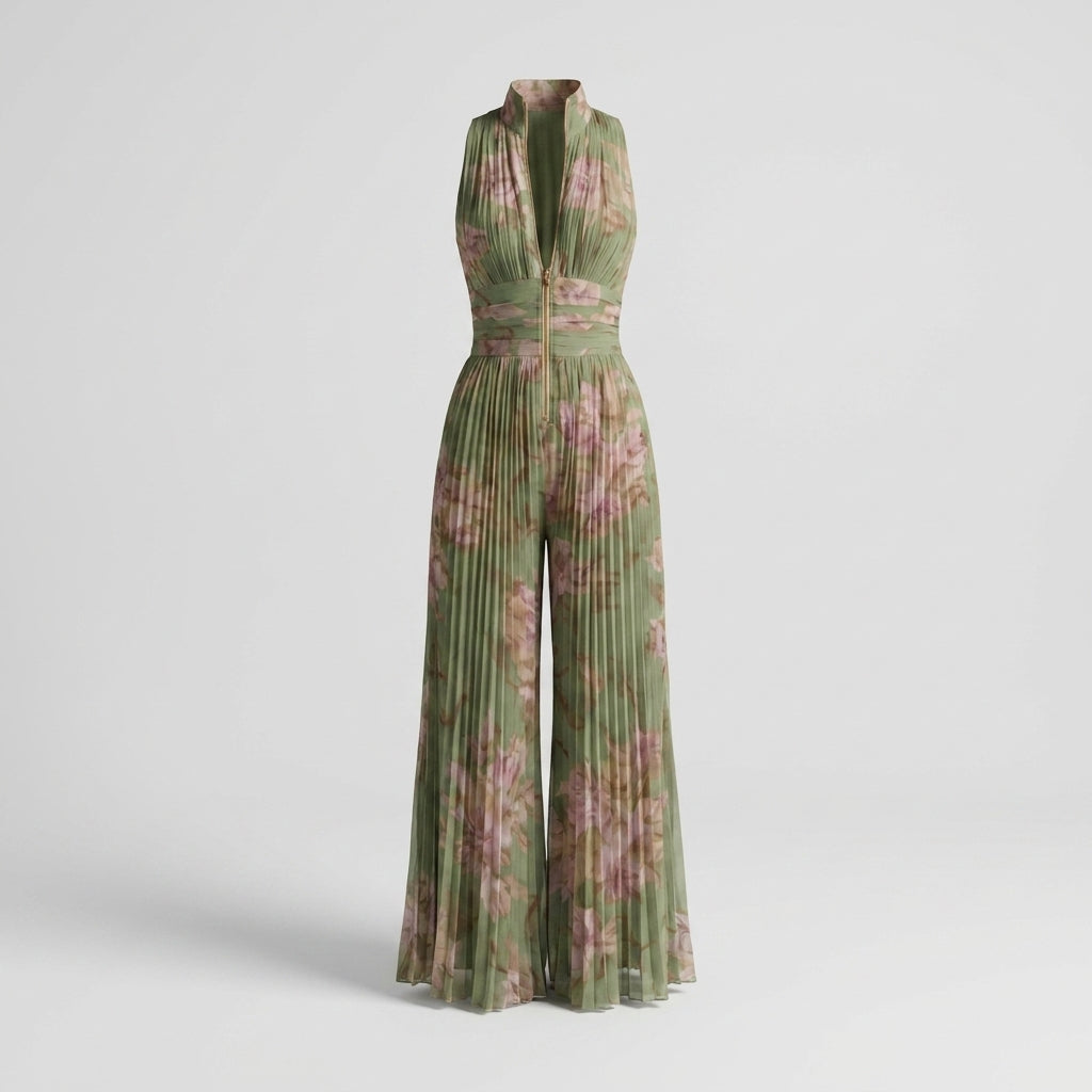 Inés | Mono plisado de gasa floral