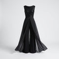 Jumpsuit De Gala Negro Con Falda De Chifón Superpuesta