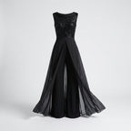 Jumpsuit De Gala Negro Con Falda De Chifón Superpuesta