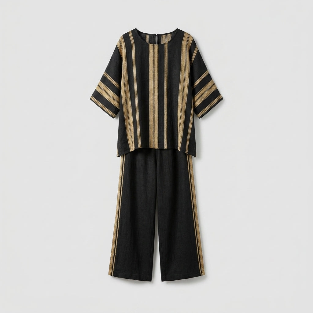 Dámský casual pruhovaný set – top a kalhoty