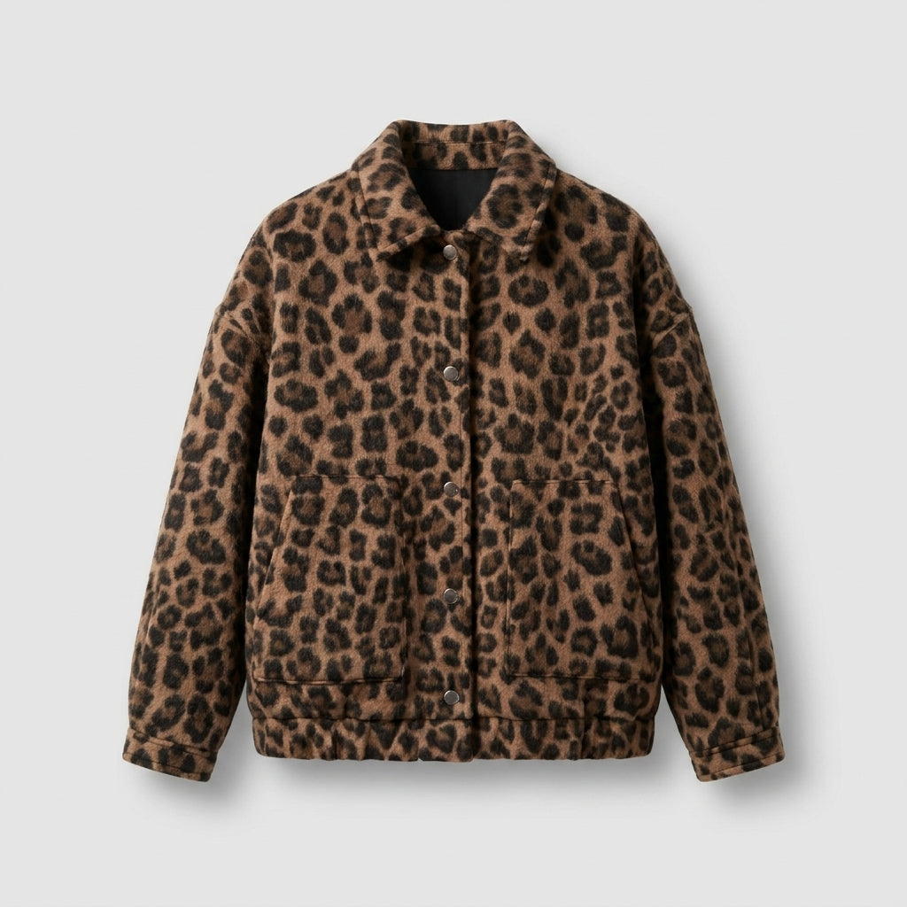 Krátká bunda s leopardím vzorem pro ženy