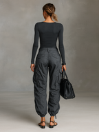 Dámský set – čtvercový top a cargo kalhoty urban styl