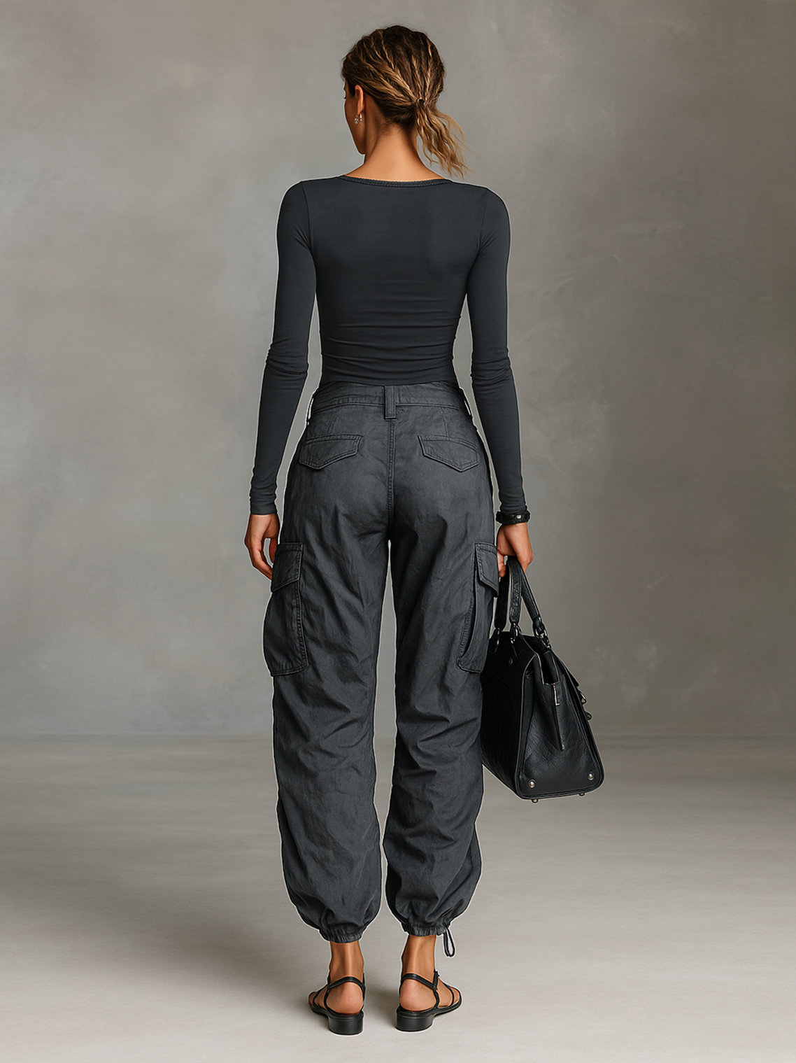 Dámský set – čtvercový top a cargo kalhoty urban styl