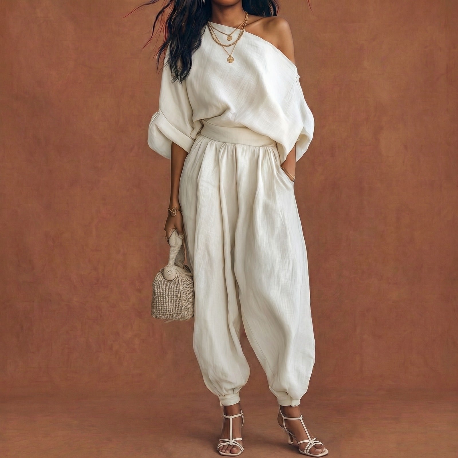 Dvoudílný set off-shoulder – casual chic styl