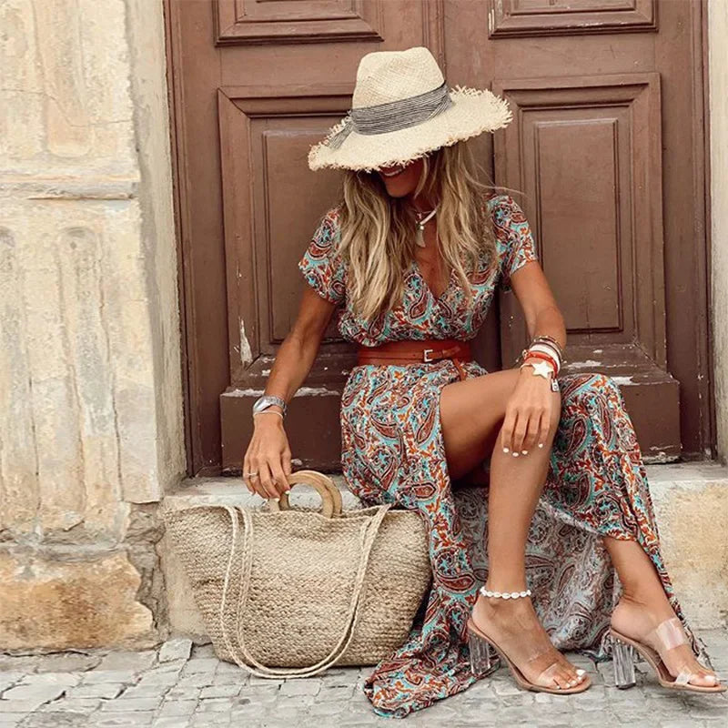 Elegantní boho maxi šaty z lehké viskózy