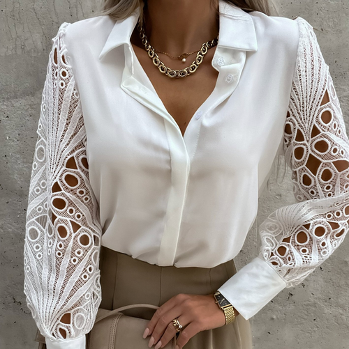 Dámská halenka s elegantním límcem a splývavým střihem