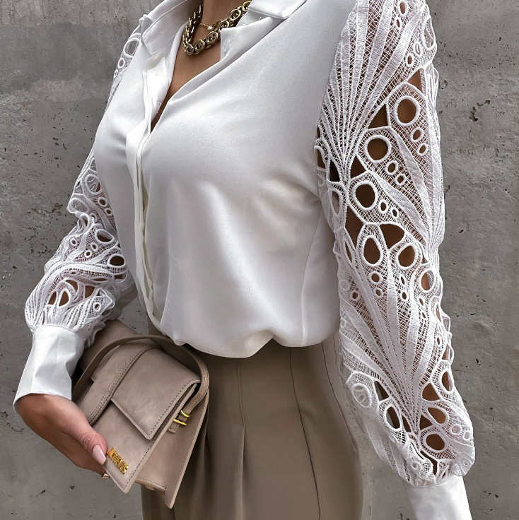 Dámská halenka s elegantním límcem a splývavým střihem
