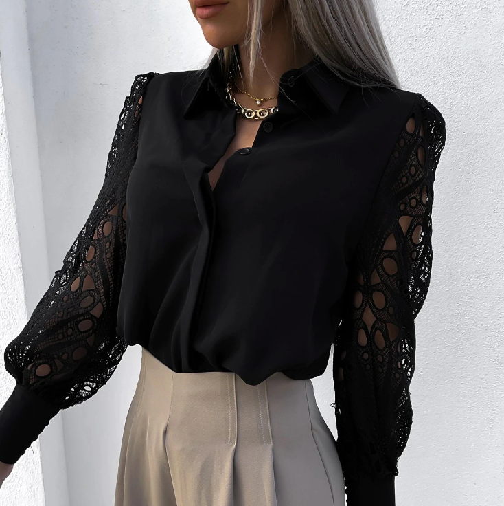 Dámská halenka s elegantním límcem a splývavým střihem
