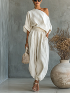 Dvoudílný set off-shoulder – casual chic styl