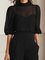 Elegantní dámský třídílný set se širokými kalhotami