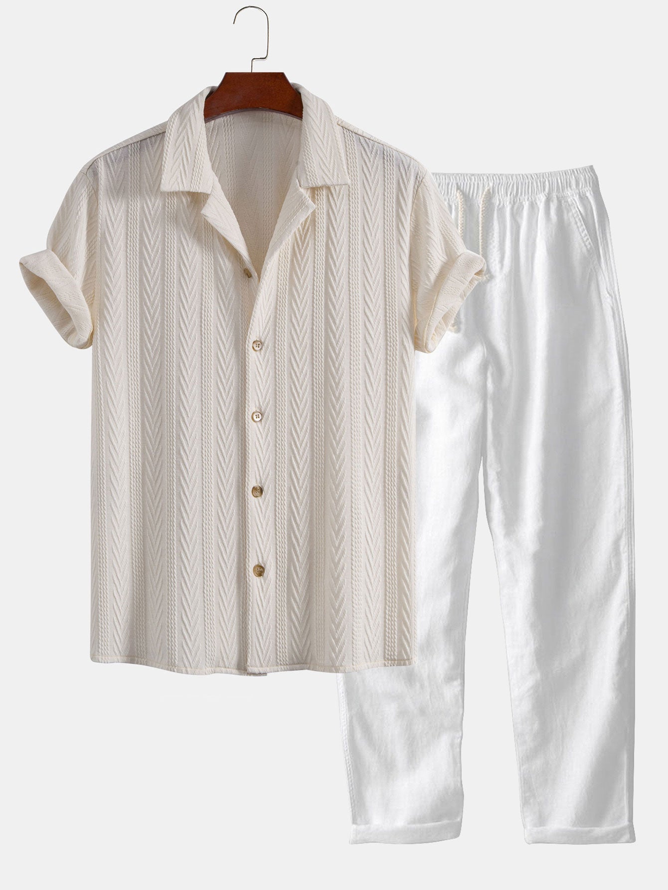 Set – kubánská jacquard košile a lněné kalhoty