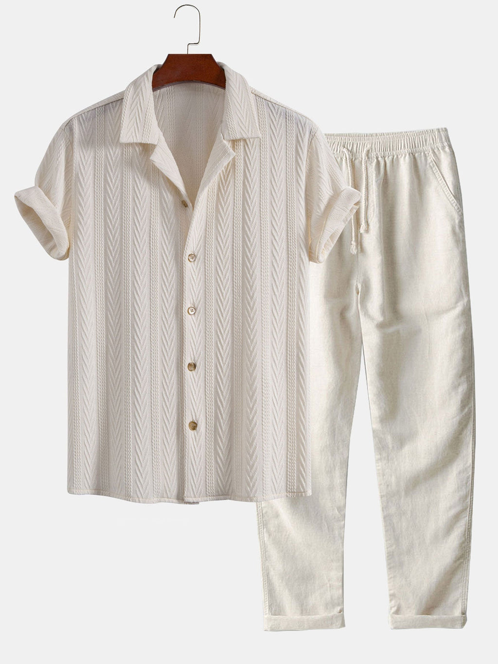 Set – kubánská jacquard košile a lněné kalhoty