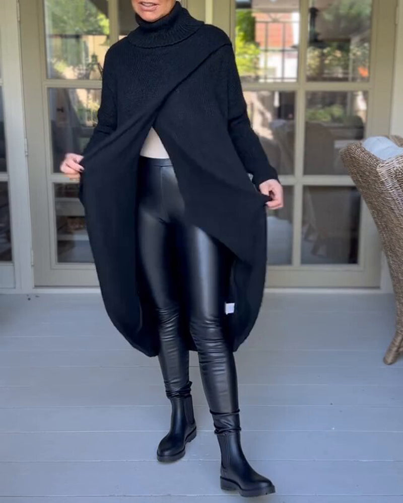 Svetr s rolákovým límcem a dlouhým rukávem – teplý a elegantní