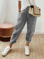 Pantalón De Algodón A Rayas Mujer – Ligero Y Cómodo