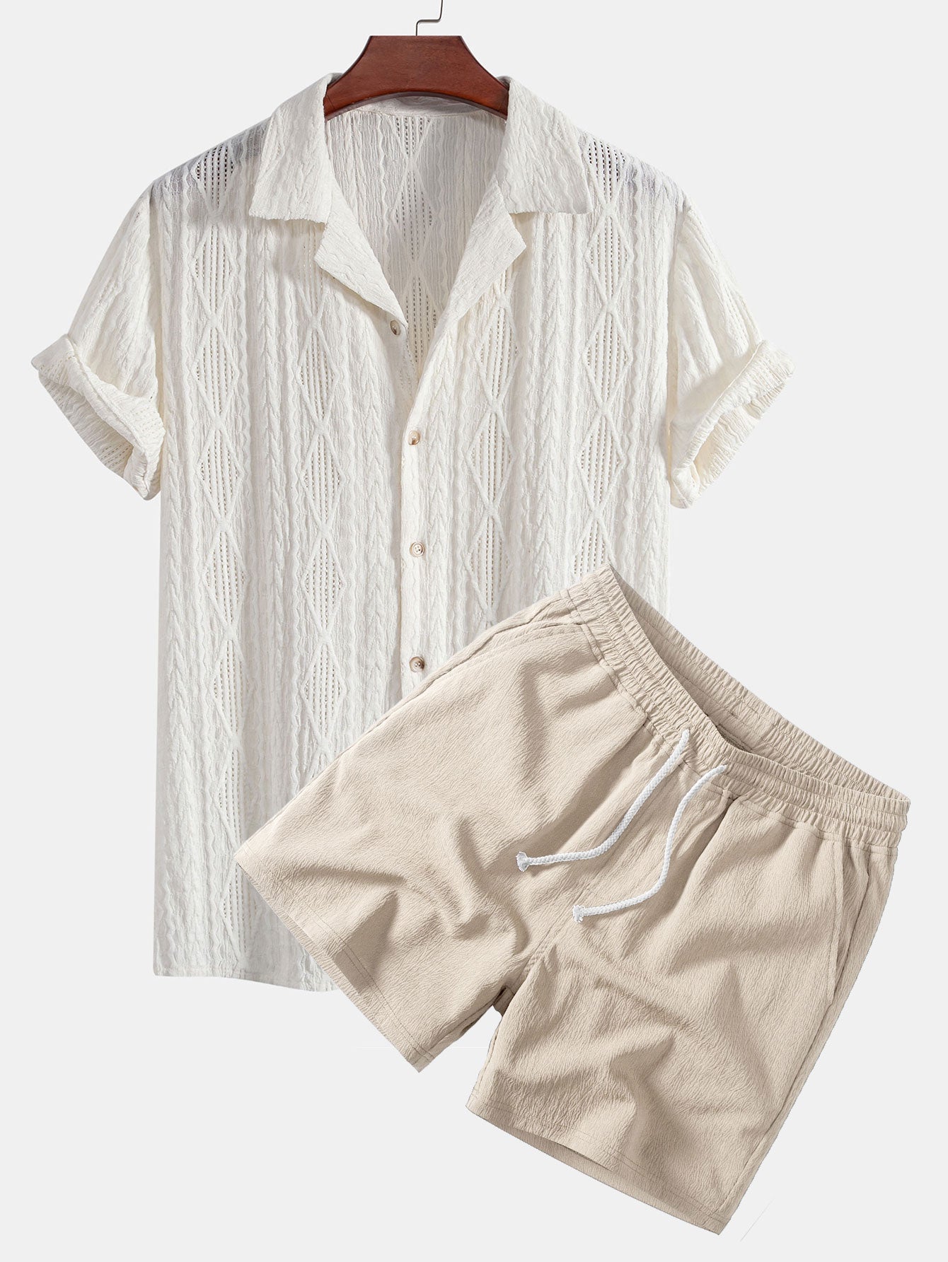 Set – kubánská jacquard košile a texturované šortky