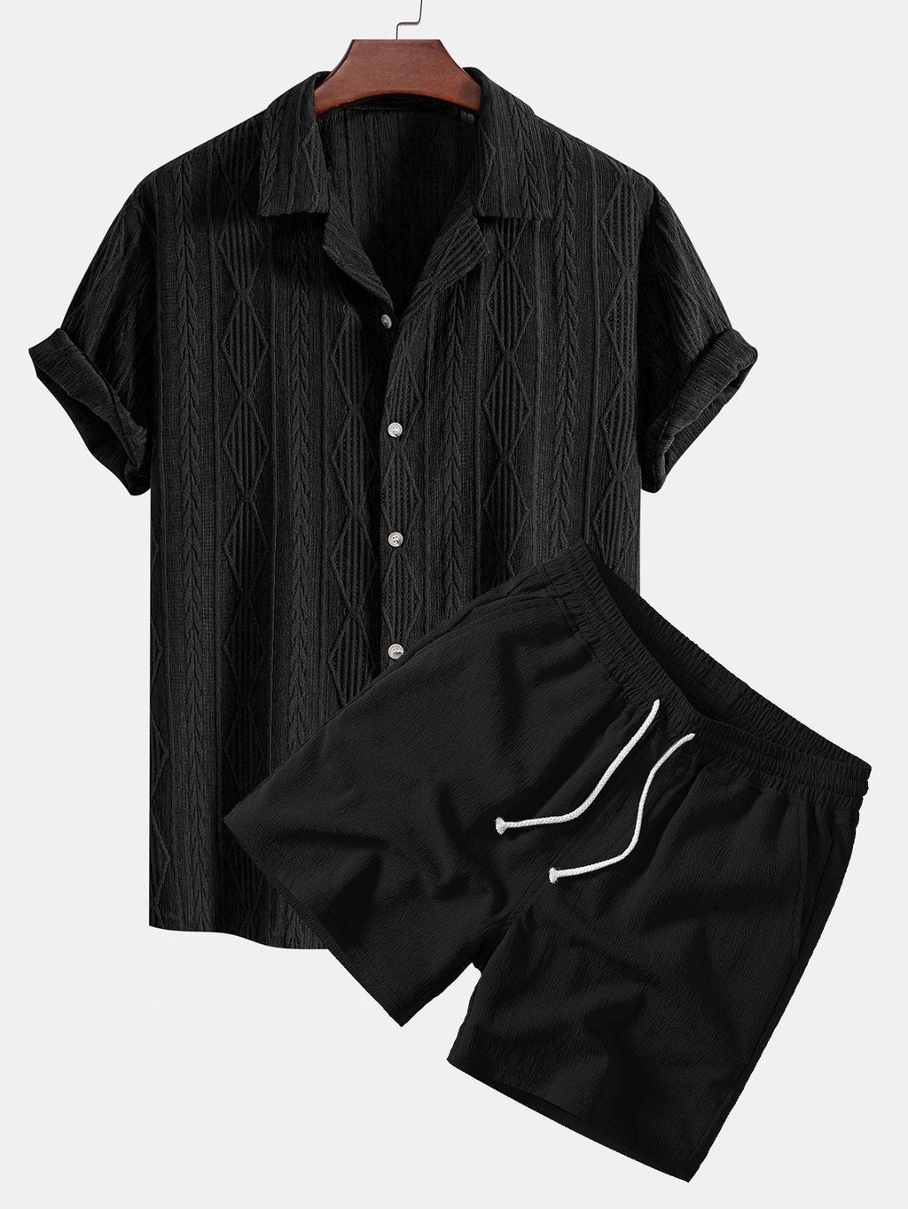 Set – kubánská jacquard košile a texturované šortky