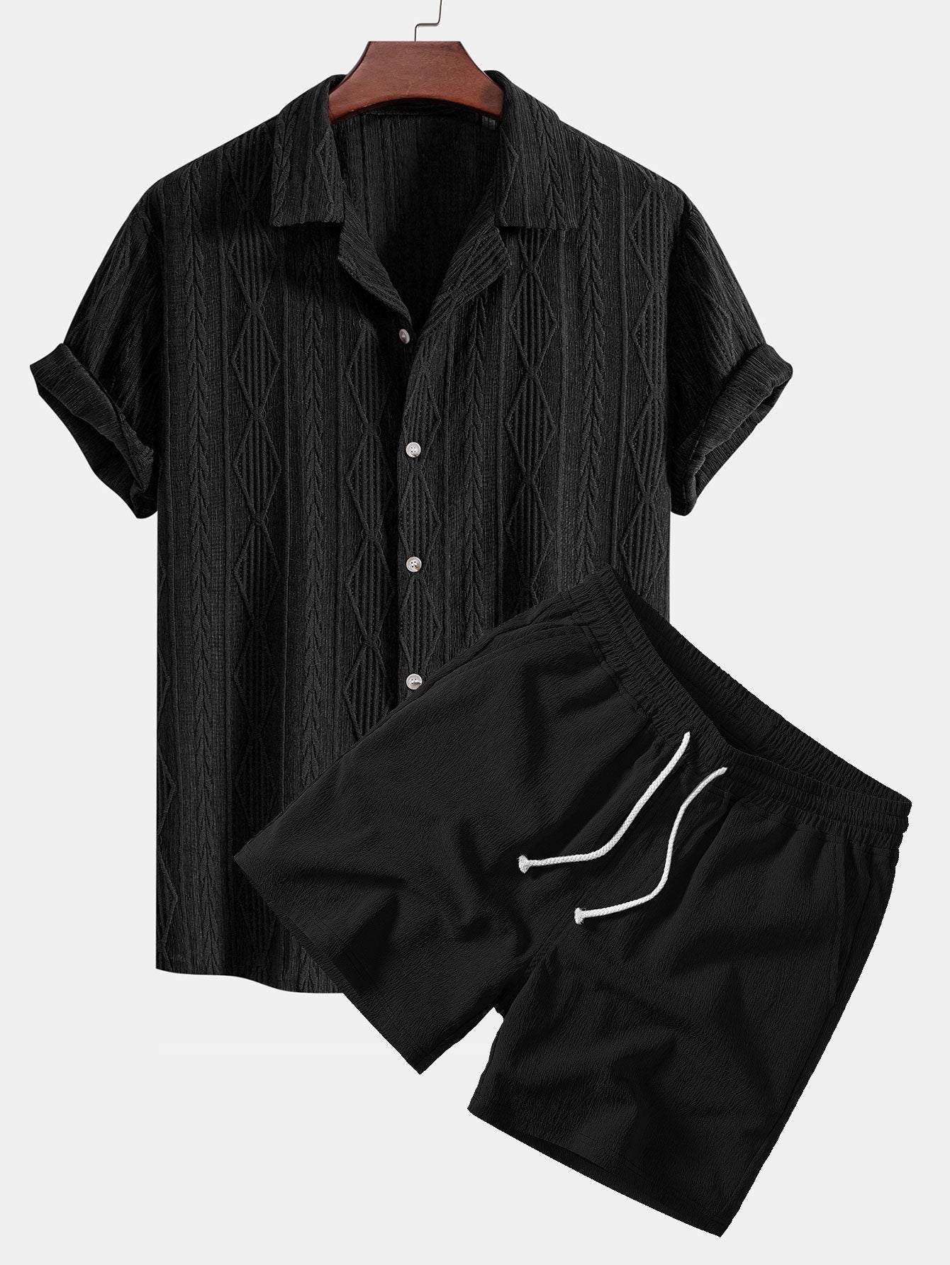 Set – kubánská jacquard košile a texturované šortky