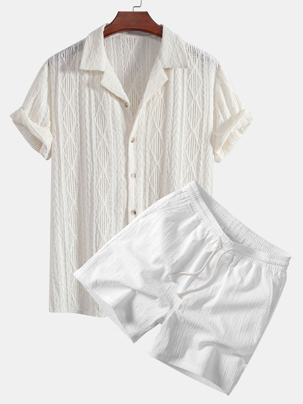 Set – kubánská jacquard košile a texturované šortky