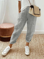 Pantalón De Algodón A Rayas Mujer – Ligero Y Cómodo