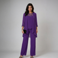 Micaela | Conjunto Elegante de Tres Piezas | Morado