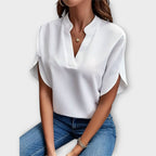 Letní elegantní halenka s uvolněným výstřihem do V