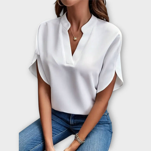 Letní elegantní halenka s uvolněným výstřihem do V