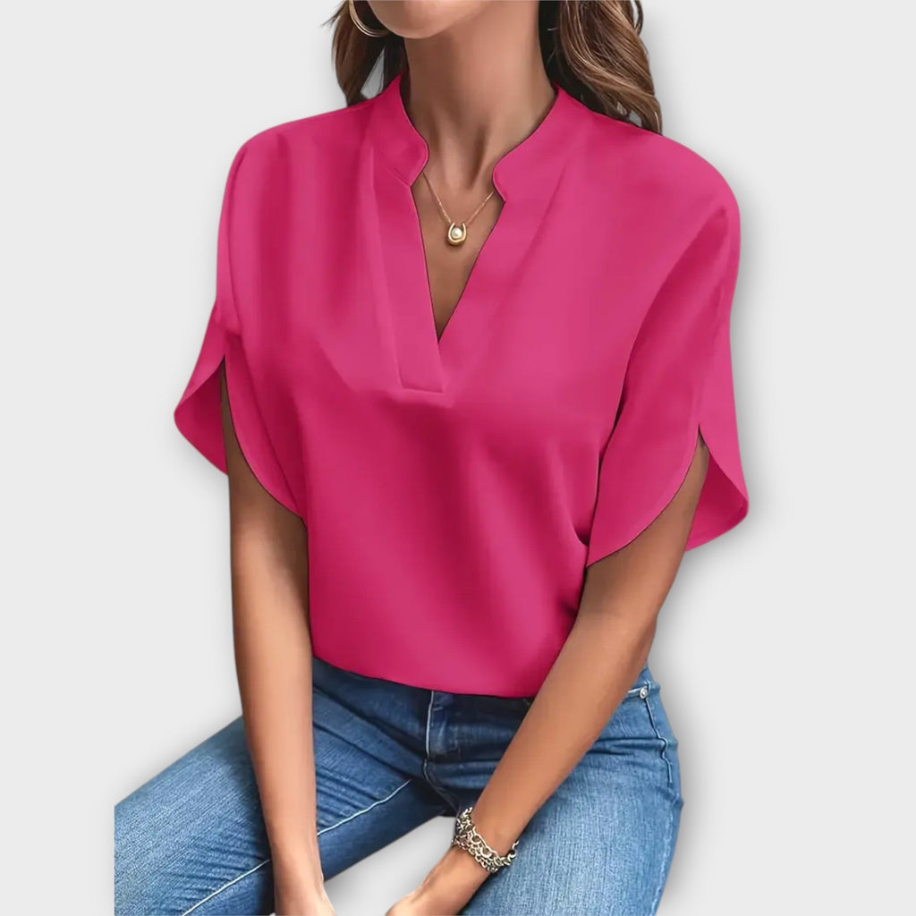 Letní elegantní halenka s uvolněným výstřihem do V