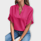 Letní elegantní halenka s uvolněným výstřihem do V