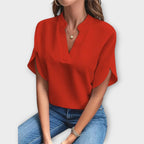 Letní elegantní halenka s uvolněným výstřihem do V