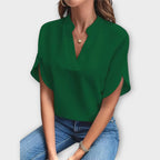 Letní elegantní halenka s uvolněným výstřihem do V