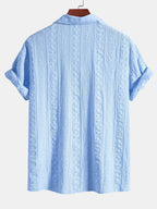 Set – kubánská jacquard košile a rovné lněné kalhoty