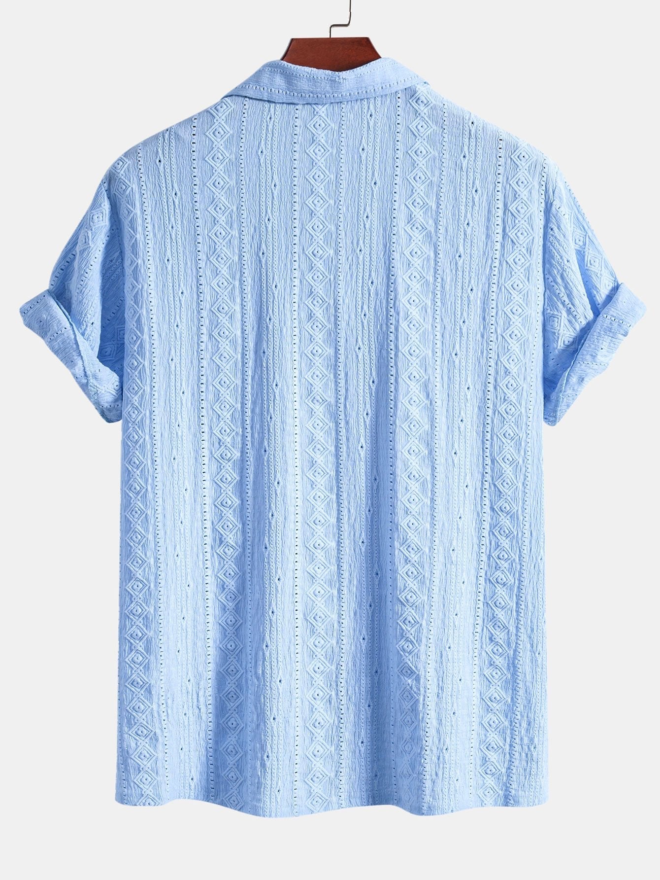 Set – kubánská jacquard košile a rovné lněné kalhoty