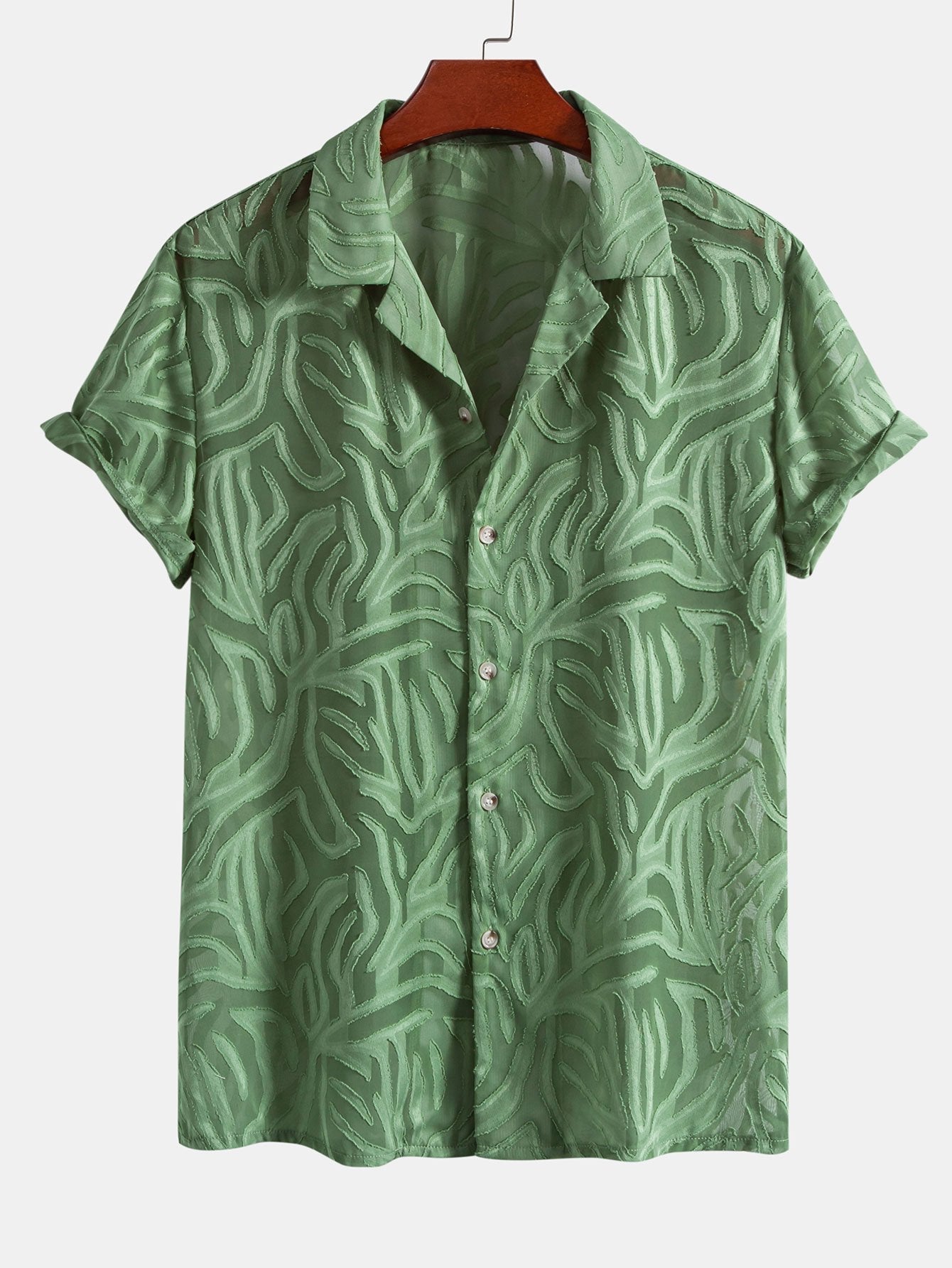 Set – kubánská jacquard košile a rovné lněné kalhoty
