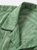 Set – kubánská jacquard košile a rovné lněné kalhoty