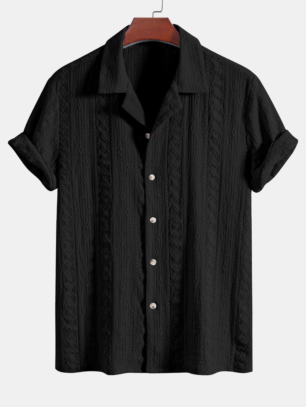 Set – kubánská jacquard košile a rovné lněné kalhoty