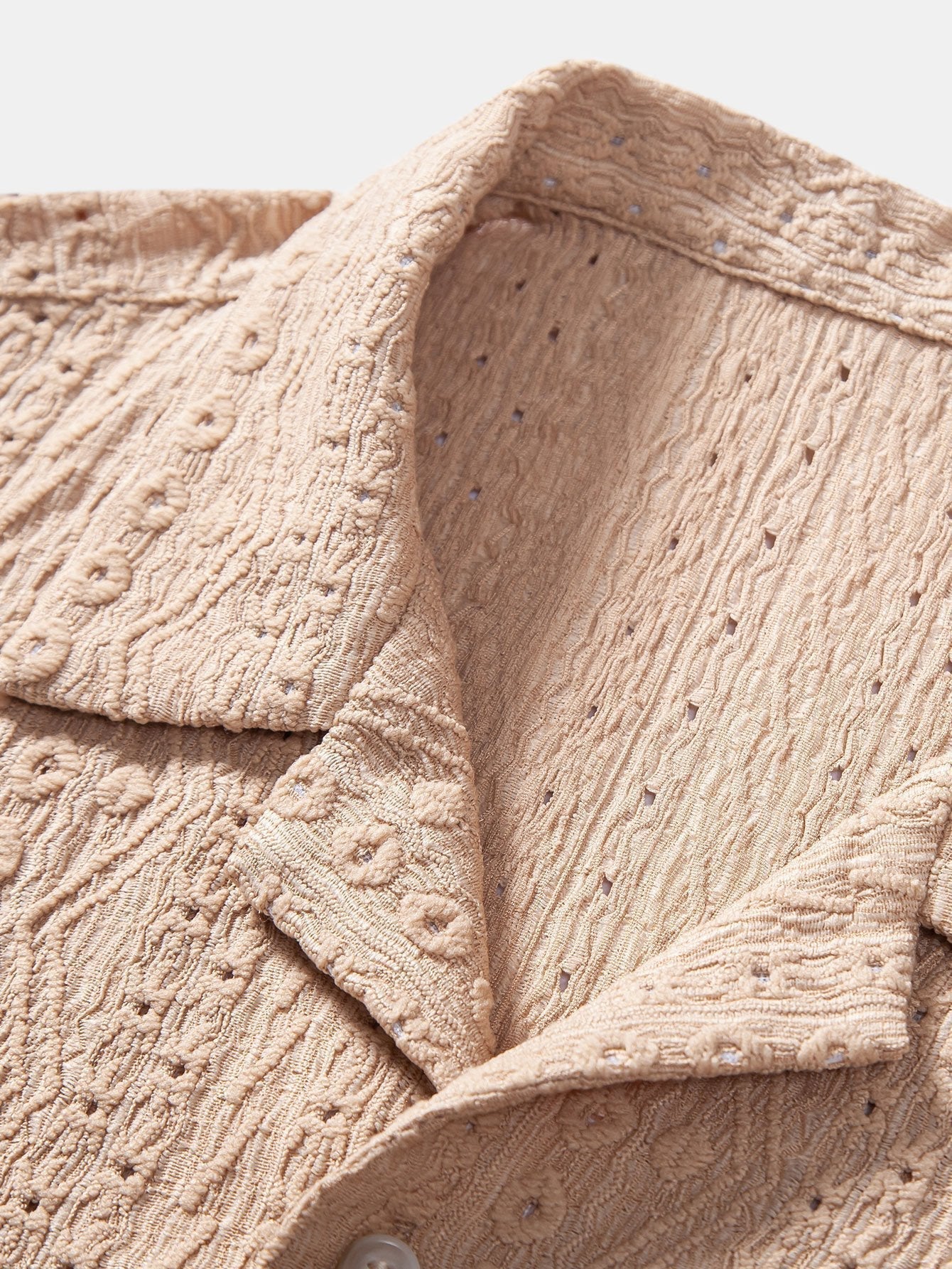 Set – kubánská jacquard košile a rovné lněné kalhoty
