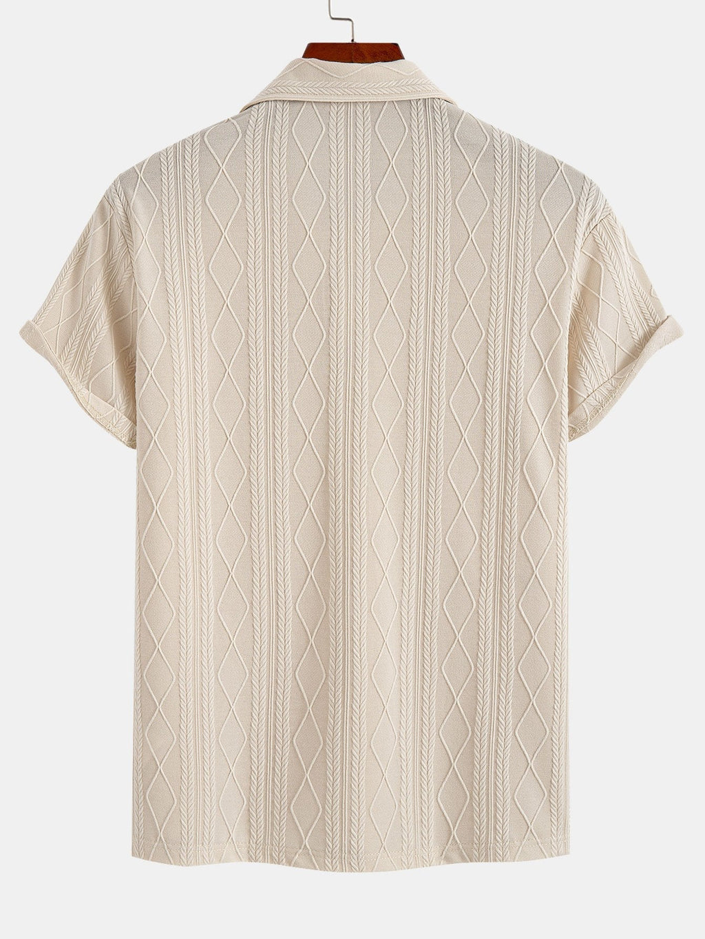 Set – geometrický jacquard polo a rovné kalhoty