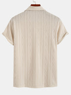 Set – geometrický jacquard polo a rovné kalhoty