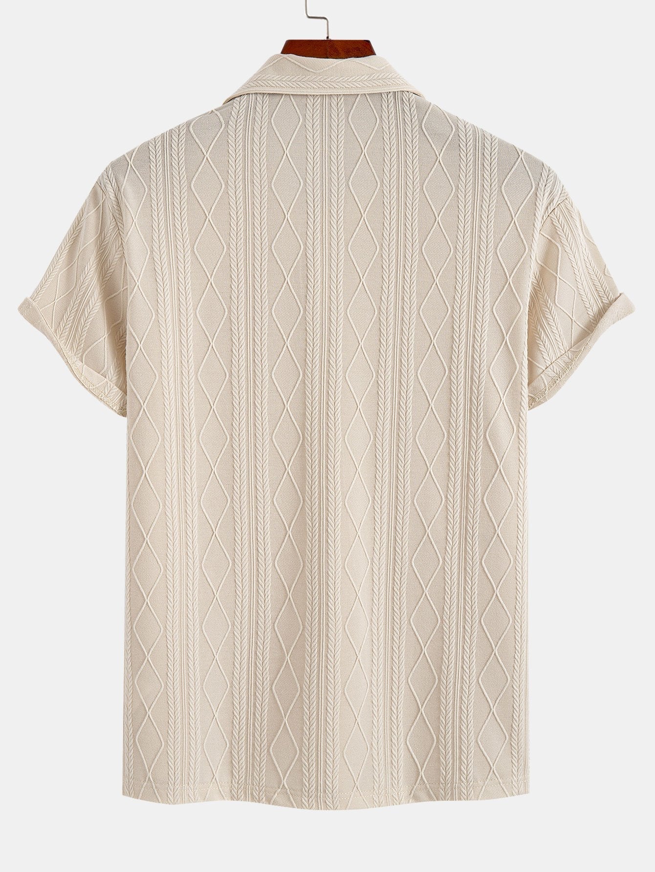 Set – geometrický jacquard polo a rovné kalhoty