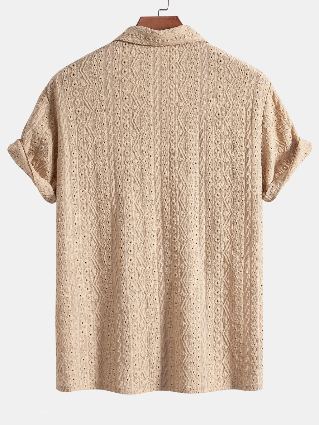 Set – kubánská jacquard košile a rovné lněné kalhoty